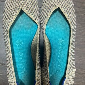 Rothy's Beige and Navy Patterned Flats